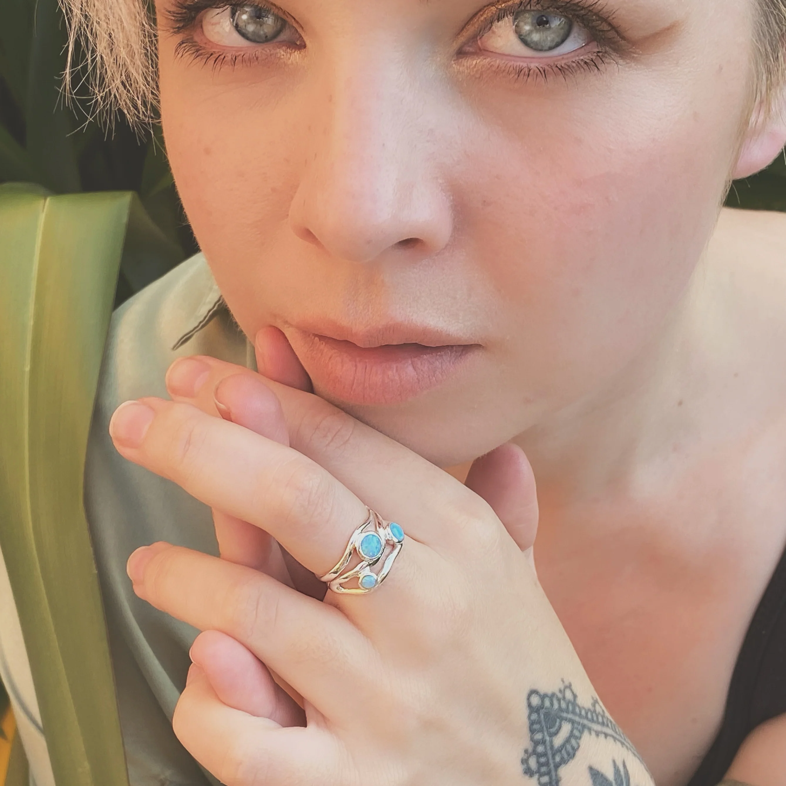 Zenia Blue Opal Sterling Silver Ring - Image 10