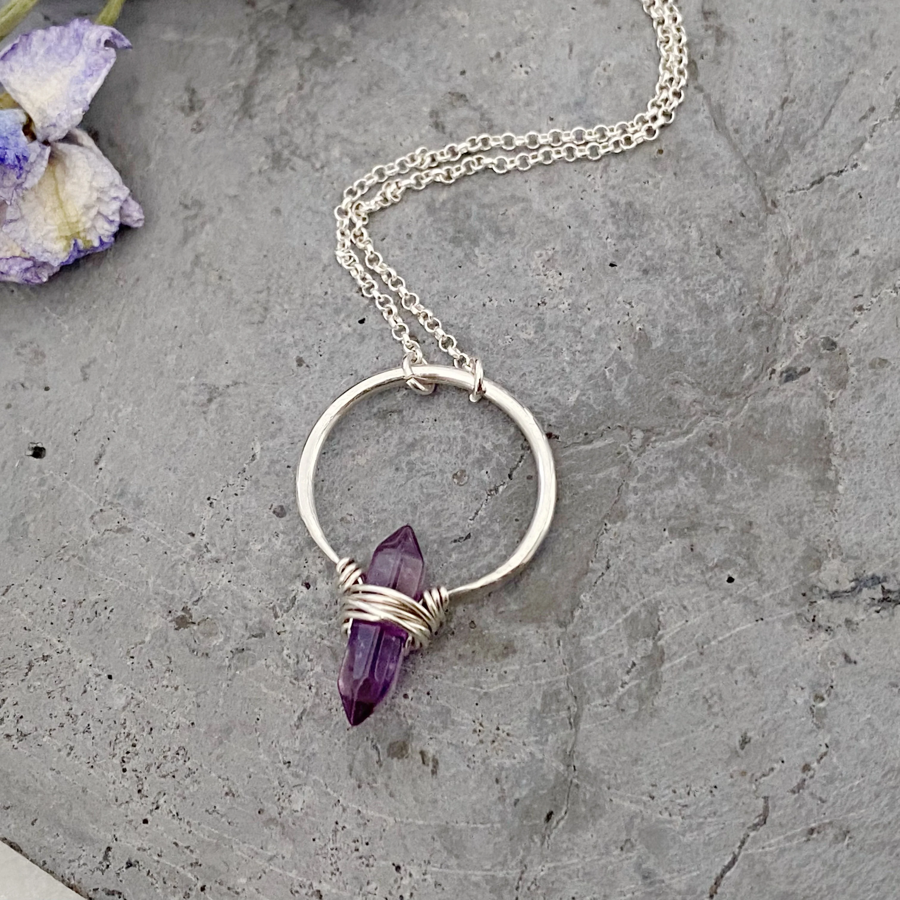 Gold Crest Necklace -Amethyst - Image 8