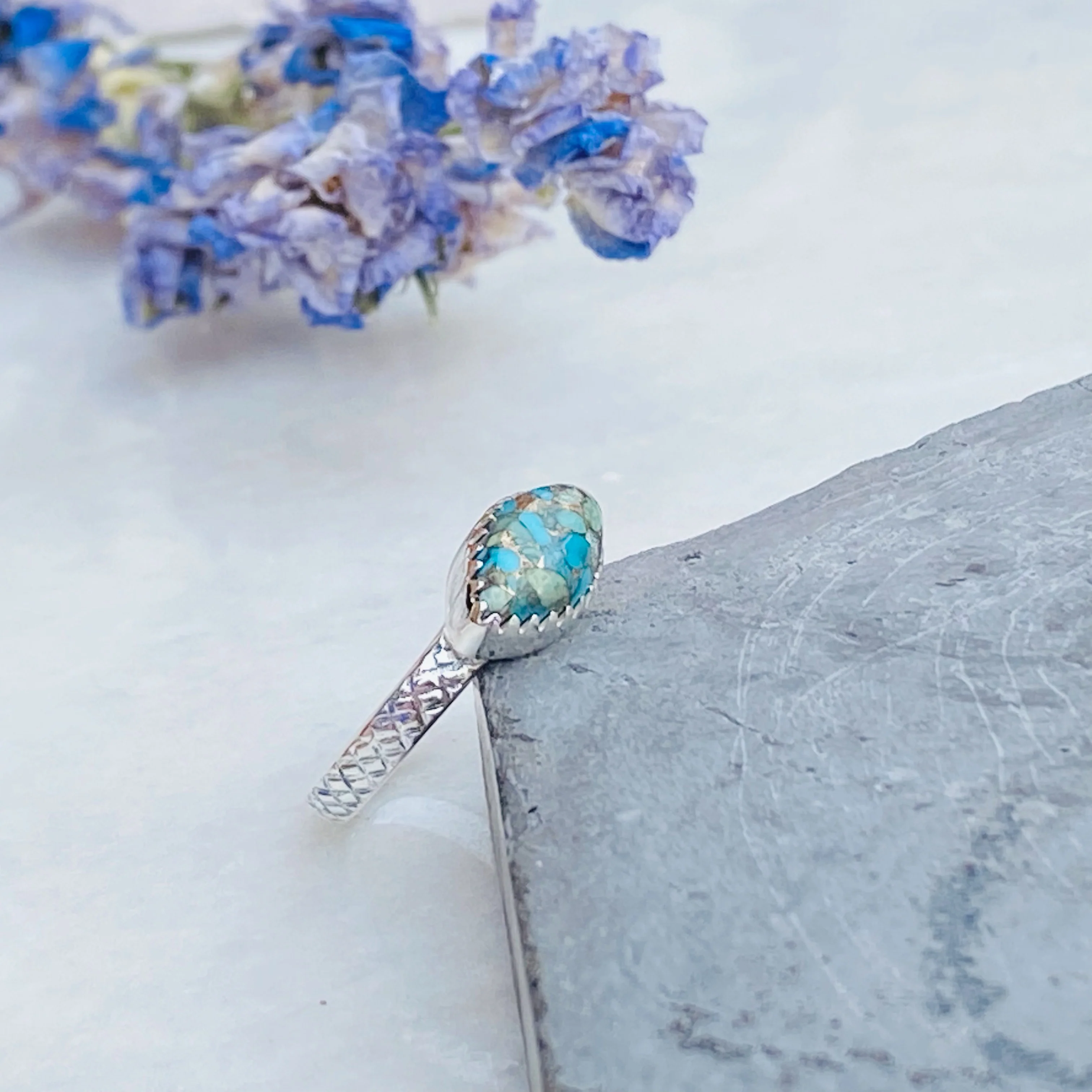 Isla - Copper Turquoise Silver Ring -NEW - Image 3