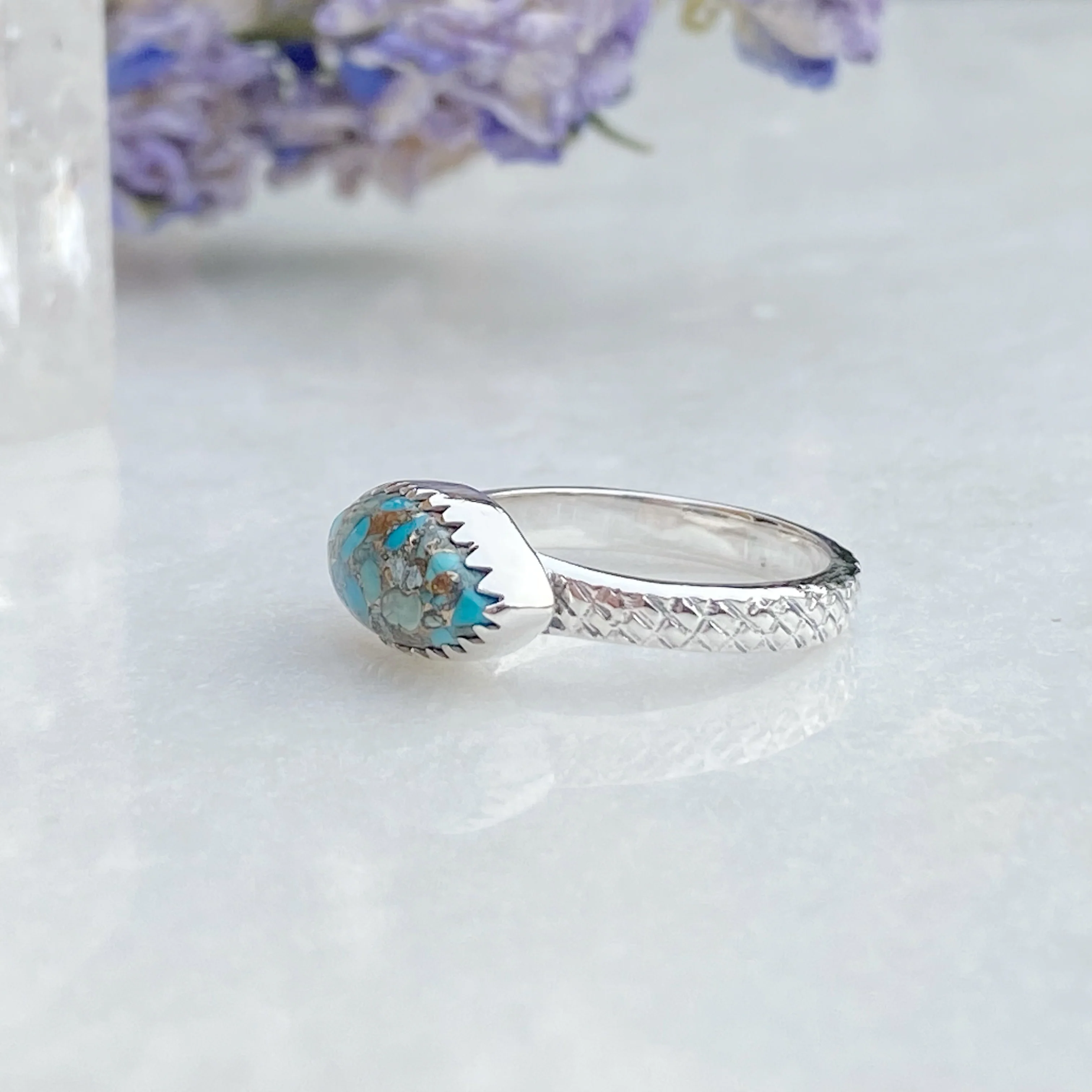 Isla - Copper Turquoise Silver Ring -NEW - Image 4