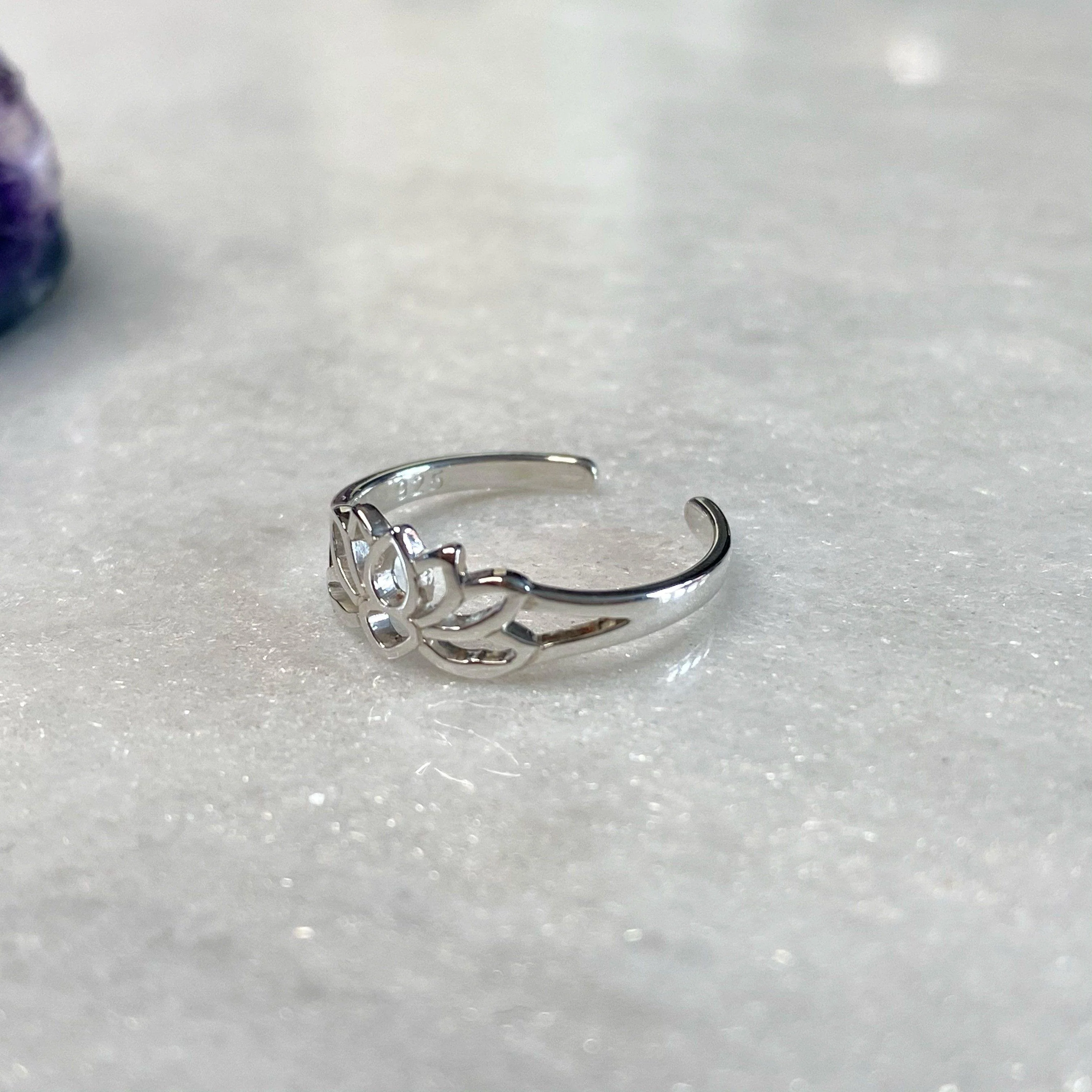Lotus Flower Silver Toe Ring - Image 8