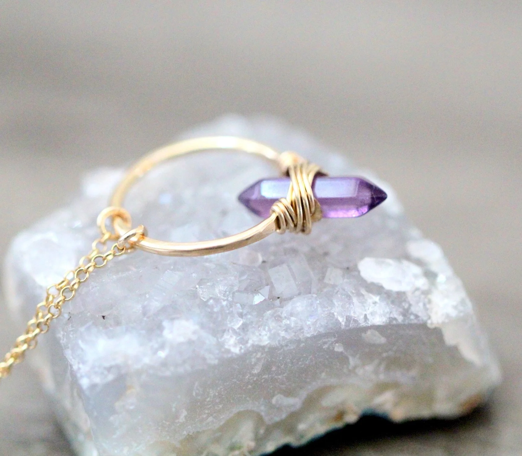 Sterling Silver Crest Necklace -Amethyst - Image 11