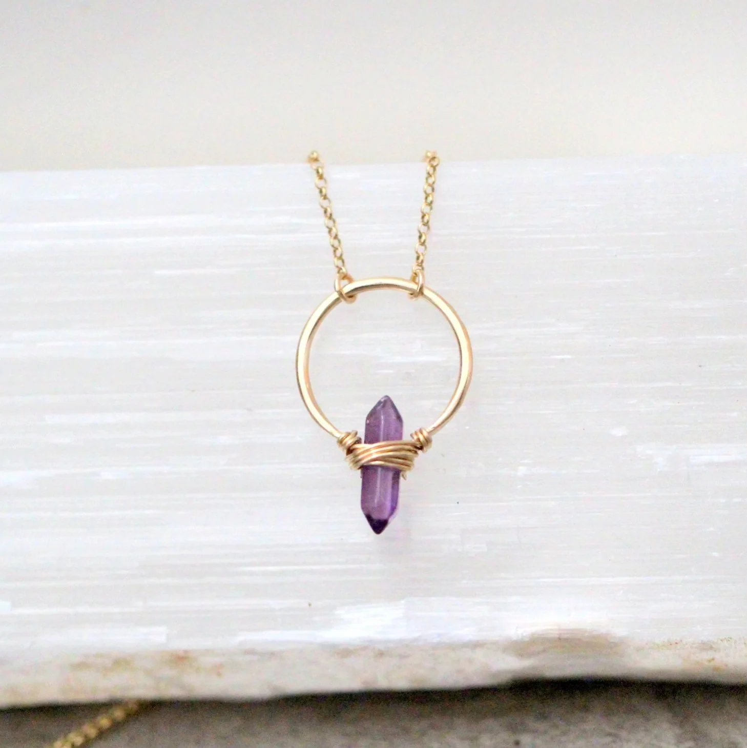 Sterling Silver Crest Necklace -Amethyst - Image 7