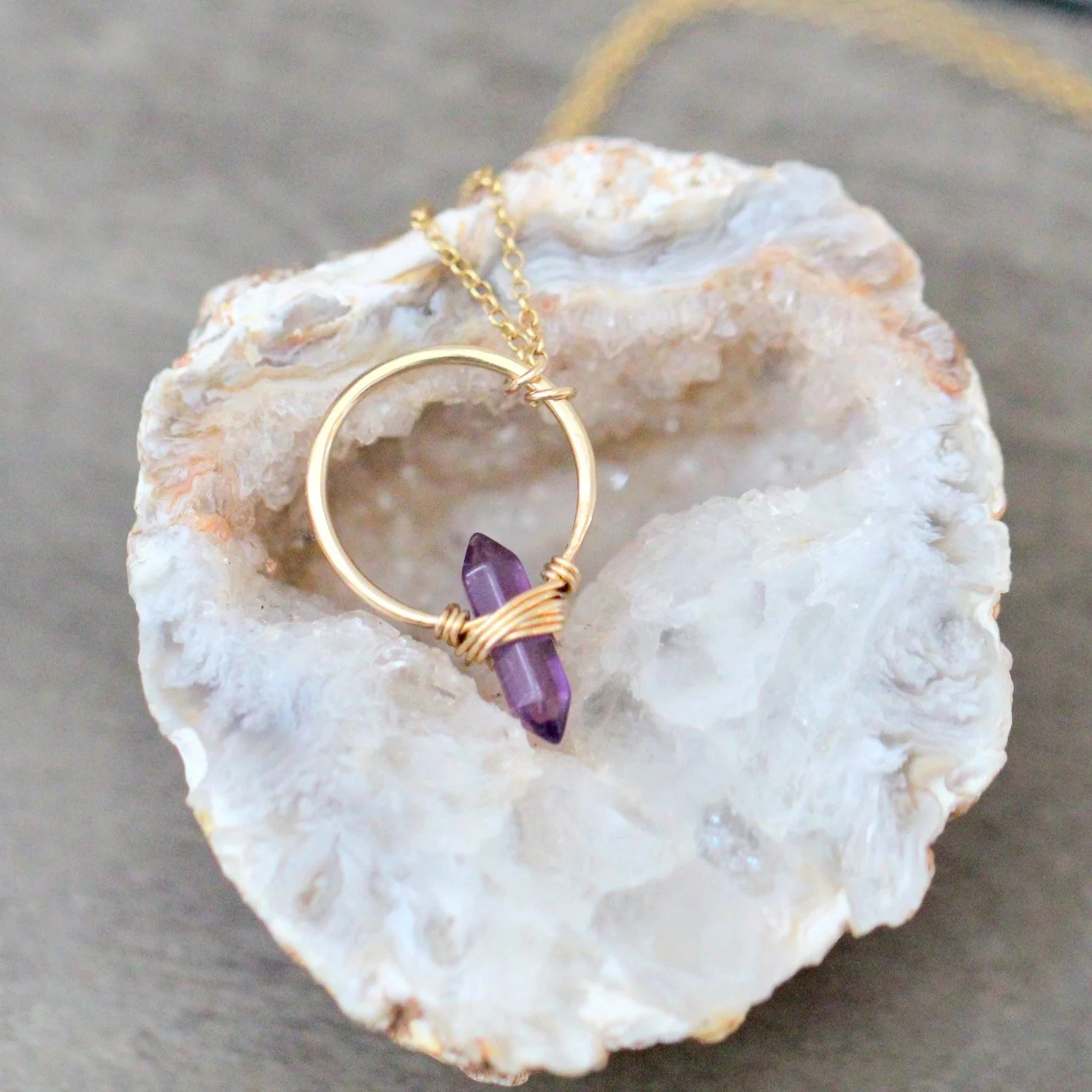 Sterling Silver Crest Necklace -Amethyst - Image 8