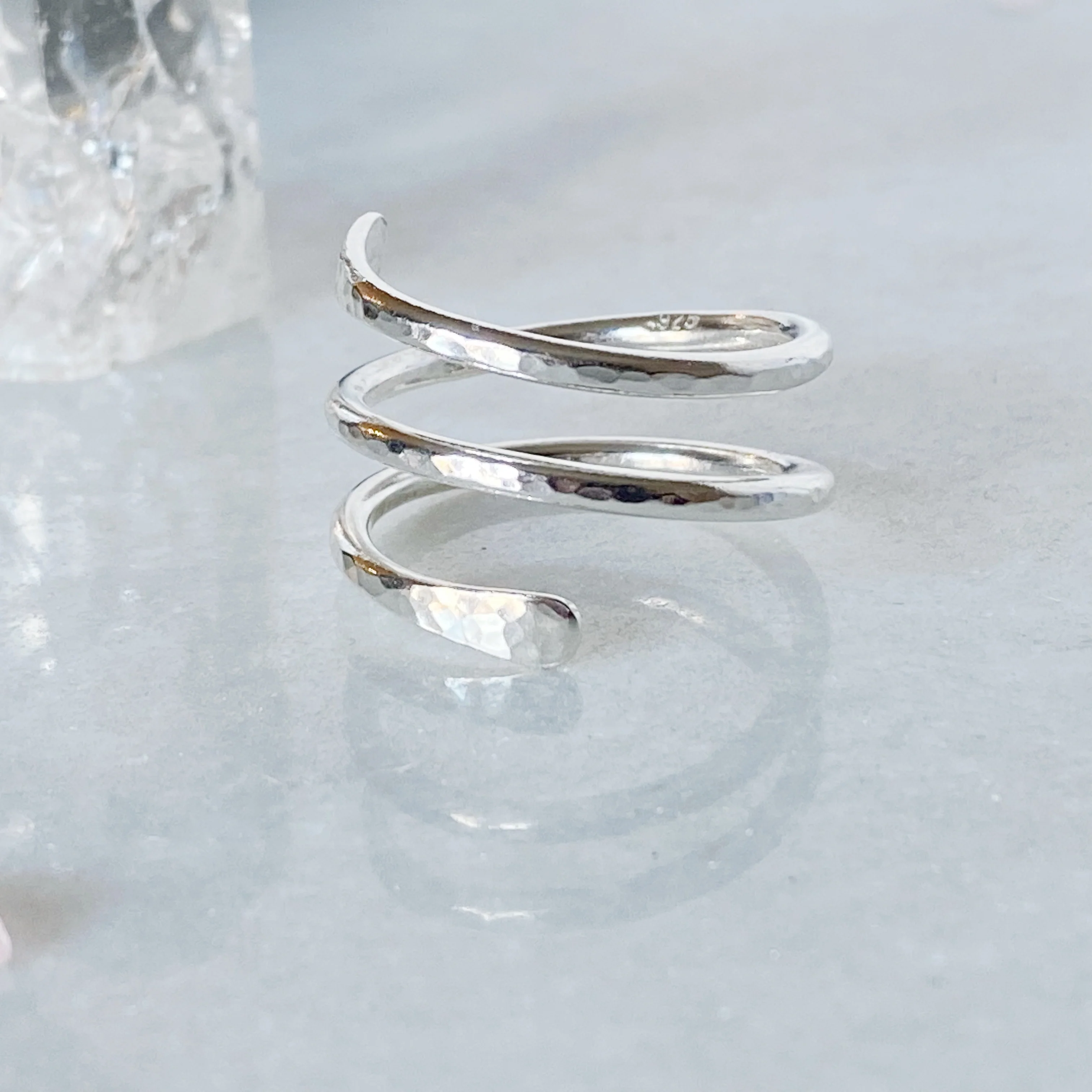 Single Coiled Crossover Spiral Ring - Image 4