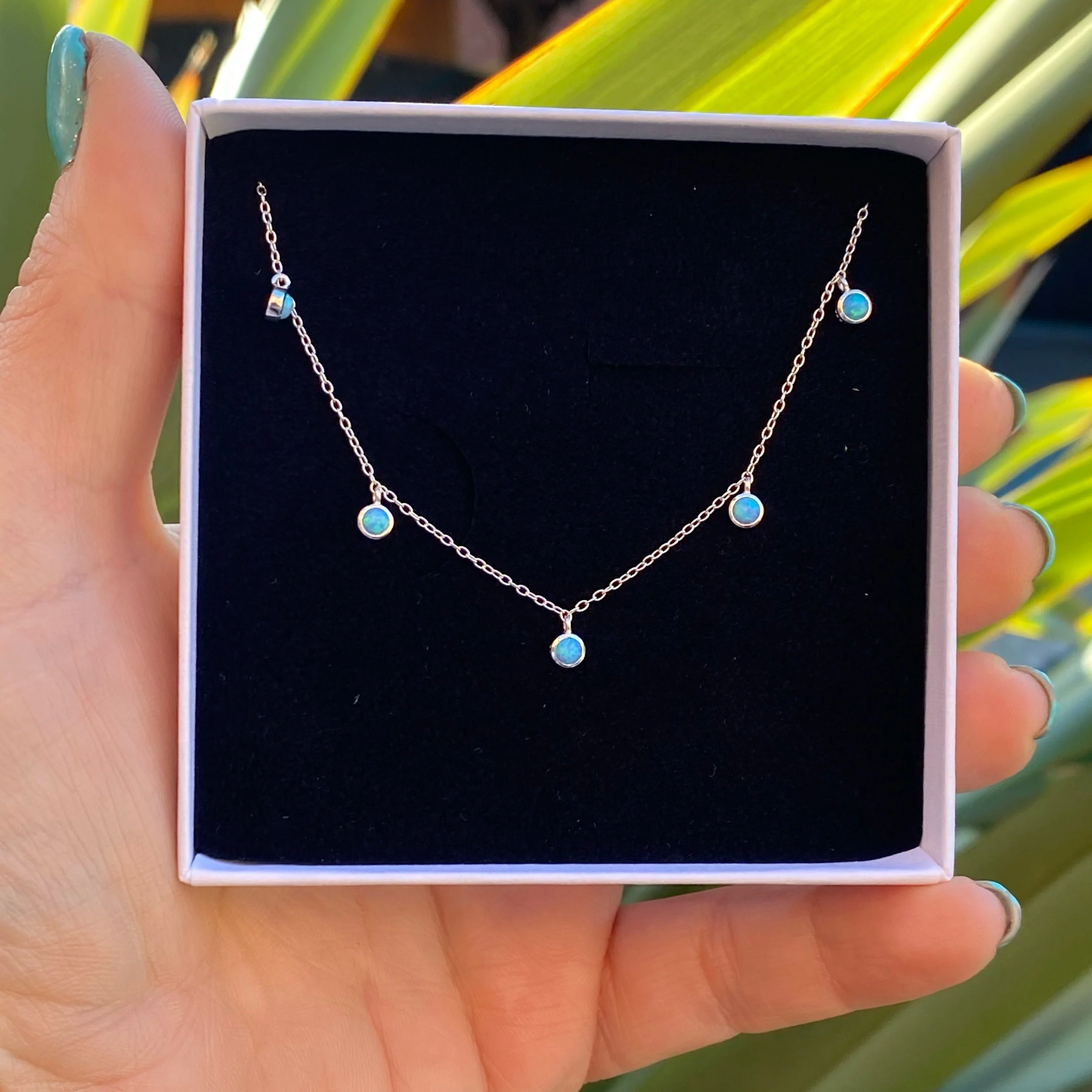 Blue Opal Droplet Necklace - Image 4
